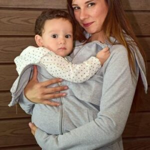 Sudadera de Maternidad, Porteo y Lactancia Gris (Para usarse con sistema de porteo)