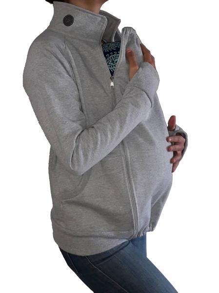 Sudadera de Maternidad, Porteo y Lactancia Gris (Para usarse con sistema de porteo) - Imagen 3